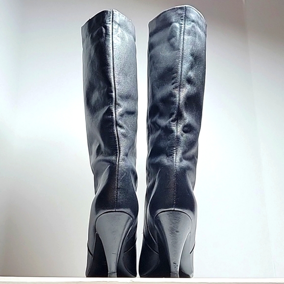 Mister Shoes Markon Footwear Heeled Boots Black Leather Calf Length Pull-On 6.5M - Picture 5 of 14